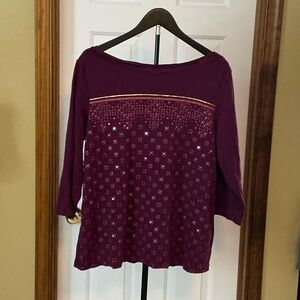 Croft & Barrow Purple Long Sleeve Top